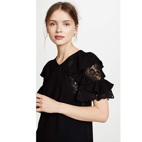 Rebecca Taylor Short Sleeve Crepe Lace Dress - Picture 4 of 8